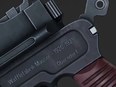 Stylized C96 gun Low-poly 3D model