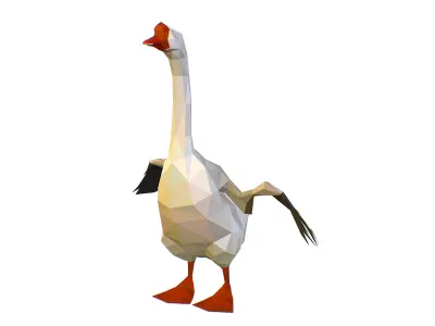 Animated Black Goose Lowpoly Art Style Low-poly 3D model