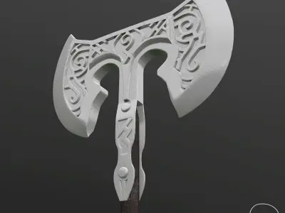 Medieval double-sided Ax Low-poly 3D model