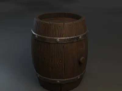 stylized barrel Free low-poly 3D model buy