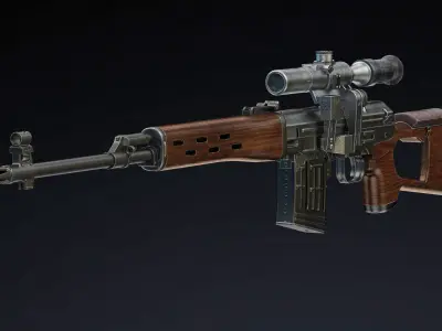 Dragunov Sniper Rifle Low Poly Realistic  Low-poly 3D model