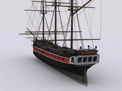 Sailing warship corvette Low-poly 3D model