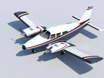 Piper PA-34 Seneca Low Poly Static  Low-poly 3D model