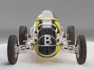 Vintage 1940s Speedcar Realistic Racing Car 3D Model Game Ready Low-poly 3D model