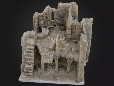 Ruined Fortress Model Low-poly 3D model