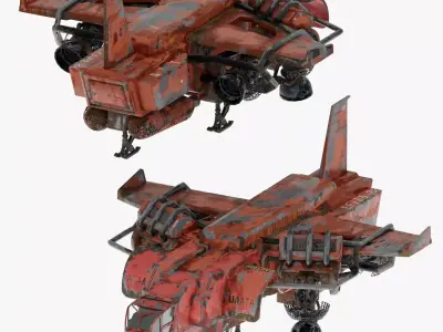 Old Rusty Sci-fi Aircraft 3D model