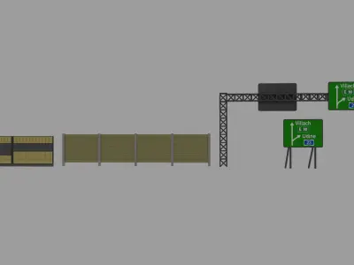 BLENDER Highway Signs and Barriers Free 3D model