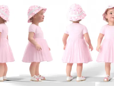 Toddler Girl Everyday Summer Dress Standing Fur 3D model