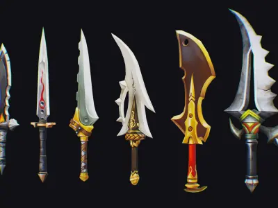 Dual Handed Dagger Edged Weapon Melee Knife Blade Low-poly 3D model