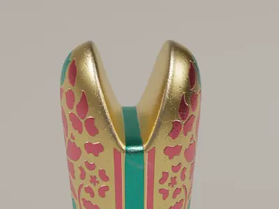 Oriental ceremonial dagger with golden handle and decorations Low-poly 3D model