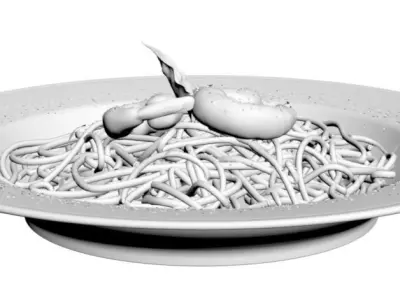 Spaghetti 3D model noodles in bowl 3D model