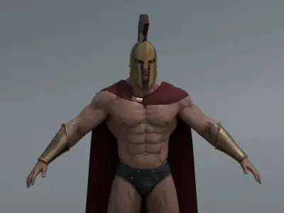 Spartan warrior Low-poly 3D model