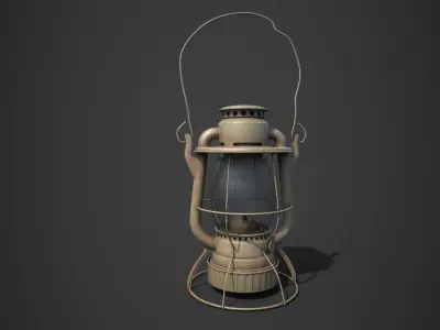 Old Kerosene Lantern Low-poly 3D model