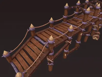 Big Wooden Bridge Low-poly 3D model