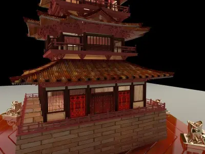 Chinese ancient tower 3D model