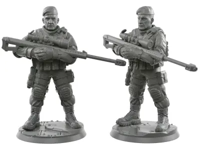 Sniper squad 28 - 40 mm scale 3D print model