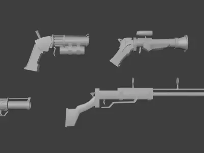Stylized Weapons pack Low-poly 3D model