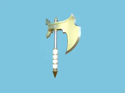 Medieval Battle Axe 10 Golden Luxury - Fantasy Weaponry Low-poly 3D model