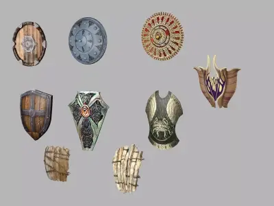 Medieval Viking Shields Set Low-poly 3D Model Low-poly 3D model