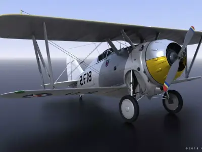 F2F-1 USS Saratoga 1939 Low-poly 3D model