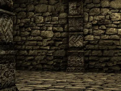 Ancient stone temple ruins Low-poly 3D model