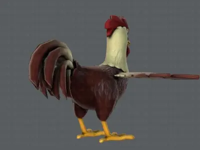 Chicken cartoon baseV02 Low-poly 3D model