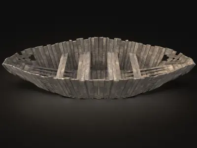 AAA NEXT GEN Old Ruined Destroyed Boat Ship Barge Gondola Raft Free low-poly 3D model