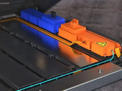 Electric Car Battery Open 3D model