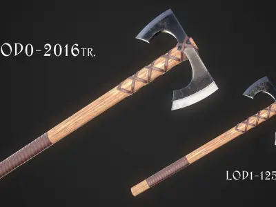 Medieval Axe 02 Low-poly 3D model