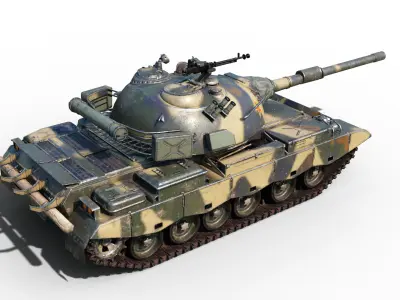 3 coatings of PLA Army ZTZ80 Main Battle Tank Type 80 Low-poly 3D model