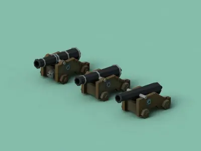 Low Poly Pirate Ships with Wrecked Versions Low-poly 3D model