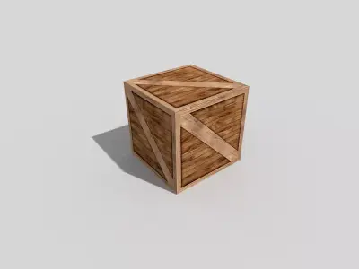 low poly wooden box Low-poly 3D model