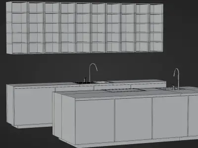 Modern Kitchen Free 3D model 6