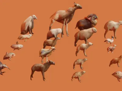 100 animated monster Low-poly 3D model