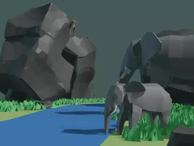 Low poly forest Low-poly 3D model