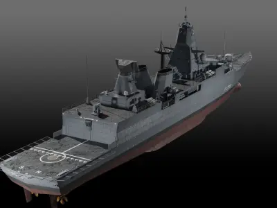 Germa Sachsen class Frigate game ready Low-poly 3D model