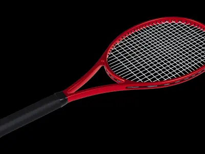 Tennis racket carbon fiber black 3D model