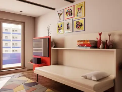 Clei Poppi Theatre sliding TV cabinet with bed 3d model Free 3D model