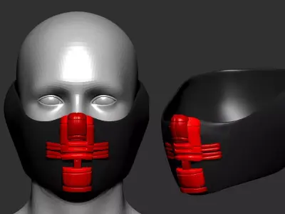 gas mask helmet scifi high poly sculpt 3d printable  3D model 7