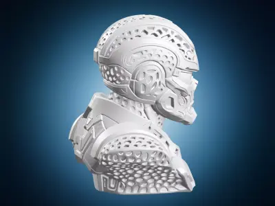 Futuristic Robotic Skull Face Bust 3D print model