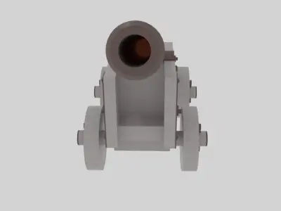 Cannon wooden Low-poly 3D model