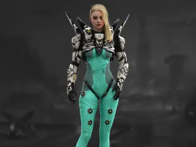 Sci Fi Girl Astronaut Low-poly 3D model