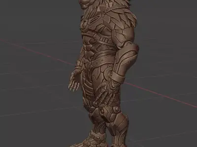 Cyber Lion Guardian Armored Futuristic Warrior 3D print model