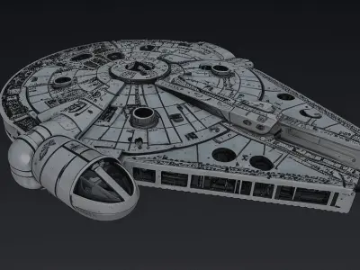 Millennium Falcon with Interior Star Wars 3D Model Low-poly 3D model