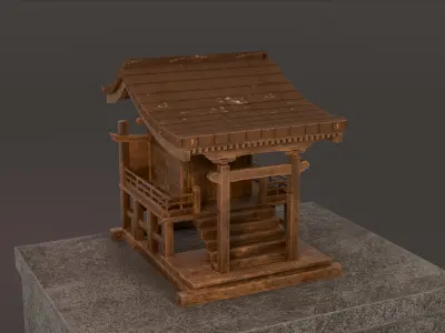 Japonese Small Temple Low-poly 3D model