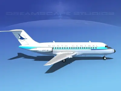Douglas DC-9-15 North Central 3D model