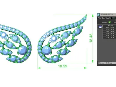 Angel Wings Earrings Diamonds Free 3D print model