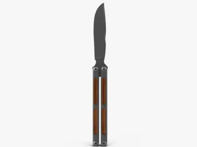 Balisong Butterfly Knife Wooden Handle Low-poly 3D model