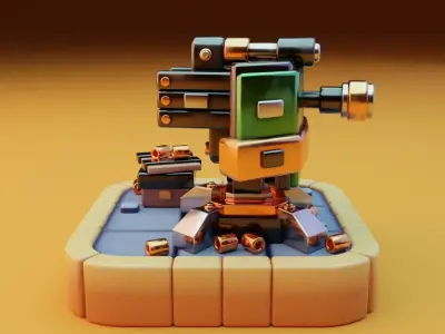 Machine gun platform 3D model for games 3D model