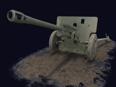 ZIS-3 Game Ready cannon Low-poly 3D model